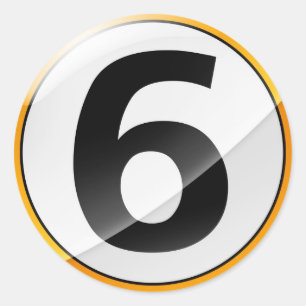 Nummer 6 Goldaufkleber Runder Aufkleber