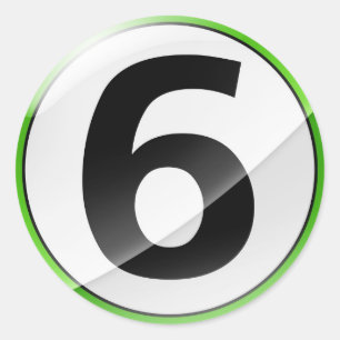 Nummer 6 grüner Aufkleber