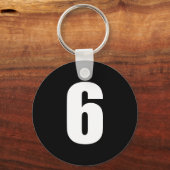 Nummer 6 in Weiß auf Schlüsselanhänger mit schwarz (Vorderseite)