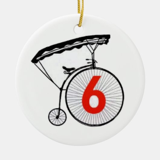 Nummer 6 keramikornament (Vorne)