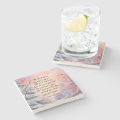 Nummer 6 Lord Bless You Bible Verse Winter Pine Steinuntersetzer (Seitenansicht)