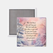 Nummer 6 Lord Bless You Bible Verse Winter Scene Magnet (Vorderseite/Rückseite)