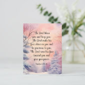Nummer 6 Lord Bless You Bible Verse Winter Scene Postkarte (Stehend Vorderseite)