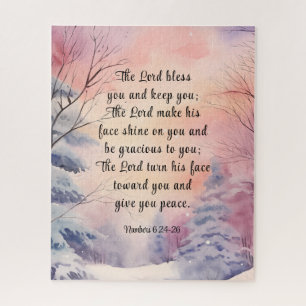 Nummer 6 Lord Bless You Bible Verse Winter Scene Puzzle