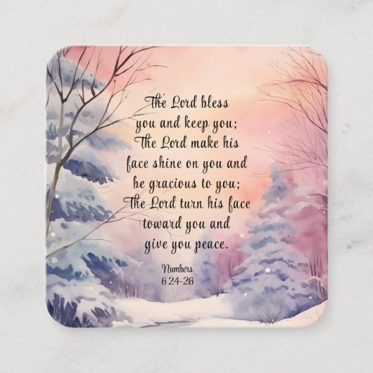 Nummer 6 Lord Bless You Bible Verse Winter Scene Quadratische Visitenkarte (Vorderseite)