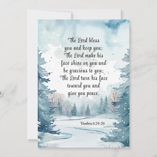 Nummer 6 Lord Bless You Bible Winter Flat Card (Vorderseite)