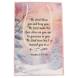Nummer 6 Lord segne You Bible Verse Winter Snow Mittlere Geschenktüte