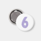 Nummer 6 Magnet mit Lavendel und lila (Vorderseite/Rückseite)