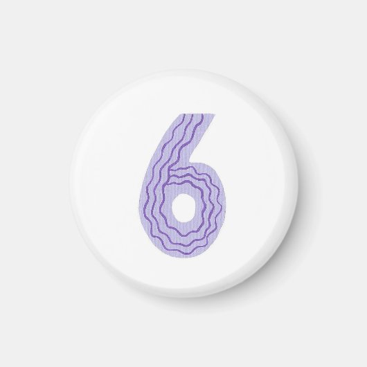 Nummer 6 Magnet mit Lavendel und lila (Vorne)