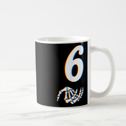 Nummer 6 passend zu 67 Meme Skeletthand Halloween Kaffeetasse (Rechts)