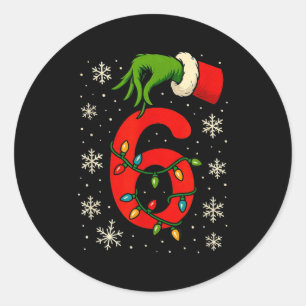 Nummer 6 passend zu Six Seven Meme Weihnachten Jun Runder Aufkleber