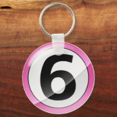 Nummer 6 rosa Schlüsselkette Schlüsselanhänger (Vorderseite)