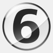 Nummer 6 Schwarzer Aufkleber (Vorderseite)
