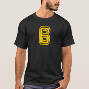 Nummer 6 Sports Jersey Yellow Retro Lucky Number T-Shirt