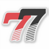 Nummer 77 Rot und Schwarz Aufkleber (Vorderseite)