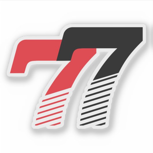 Nummer 77 Rot und Schwarz Aufkleber (Vorderseite)