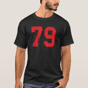 Nummer #79 Sportstrikot Rot Abgenutzt Vintage Lu T-Shirt
