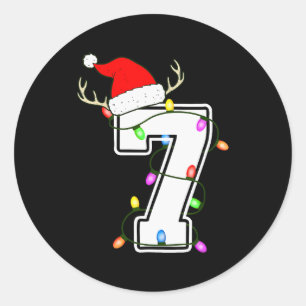 Nummer 7 7. Geburtstag Junge Weihnachten Alles Gut Runder Aufkleber