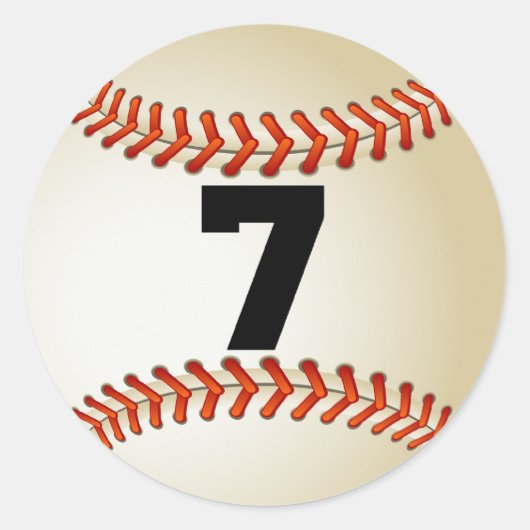 Nummer 7 Baseball Runder Aufkleber (Vorderseite)