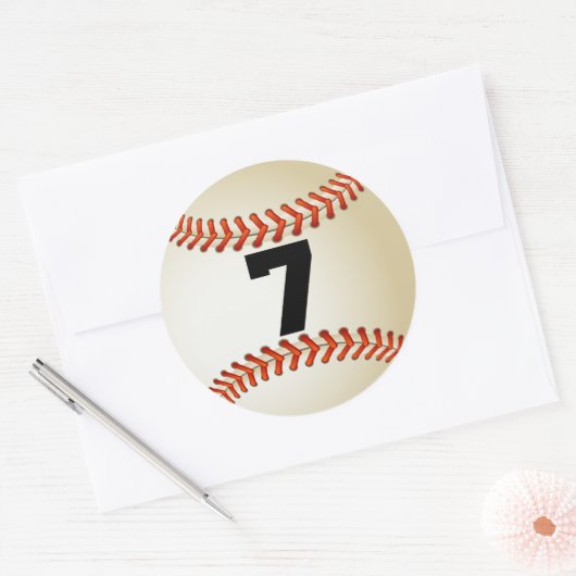 Nummer 7 Baseball Runder Aufkleber (Umschlag)