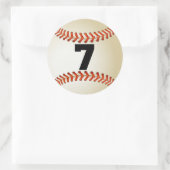 Nummer 7 Baseball Runder Aufkleber (Tasche)