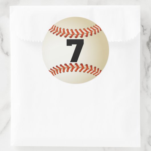 Nummer 7 Baseball Runder Aufkleber (Tasche)