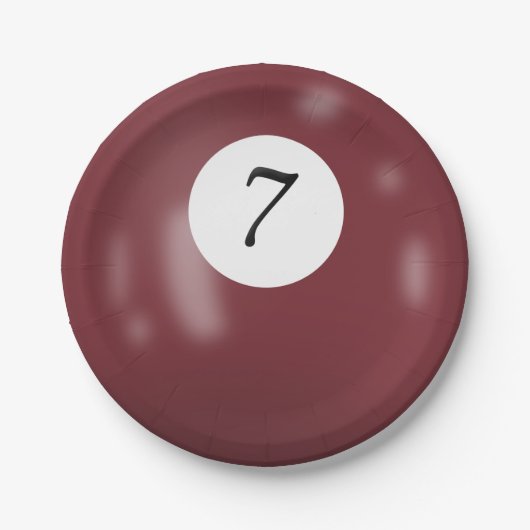 Nummer 7 Billardball Pappteller (Vorderseite)