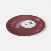 Nummer 7 Billardball Pappteller (Schrägansicht)
