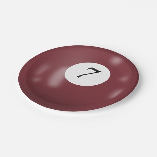 Nummer 7 Billardball Pappteller (Schrägansicht)
