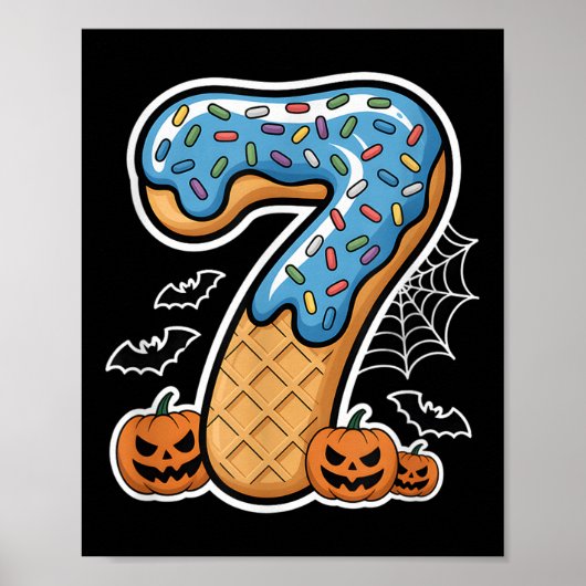 Nummer 7 Eiscreme Sieben Halloween Kürbis Männer F Poster (Vorne)