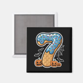 Nummer 7 Eiscreme Sieben Halloween Kürbismänner Fr Magnet (Vorderseite/Rückseite)