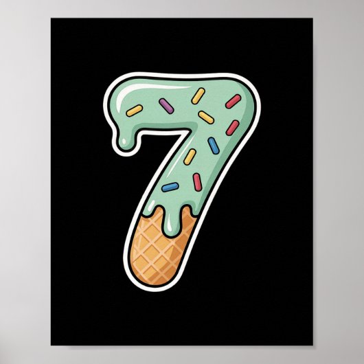 Nummer 7 Eiscreme-Tropf Sechs Sieben 67 Meme 7. Ge Poster (Vorne)