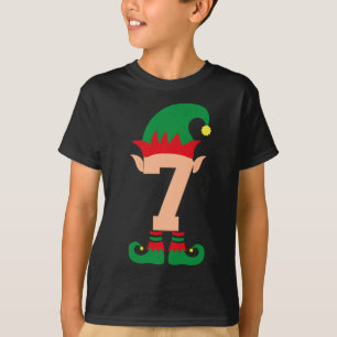 Nummer 7 Elf Chrismas Thema 7 Jahre Jungen Kinder T-Shirt