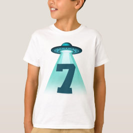 Nummer 7 Entführung Thema UFO Alien 7 Jahre Jungen T-Shirt