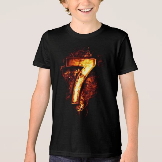 Nummer 7 Grafik Kunst in Brandflut Tri-Blend Shirt (Vorderseite)