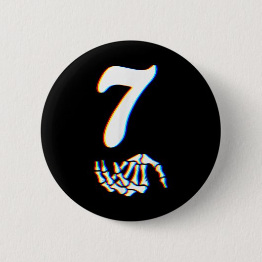 Nummer 7 Matching 67 Meme Skeletthand Halloween Button (Vorderseite)