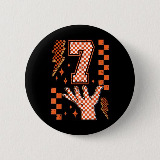 Nummer 7 passend 67 Meme kariert Halloween-Kostüm Button (Vorderseite)