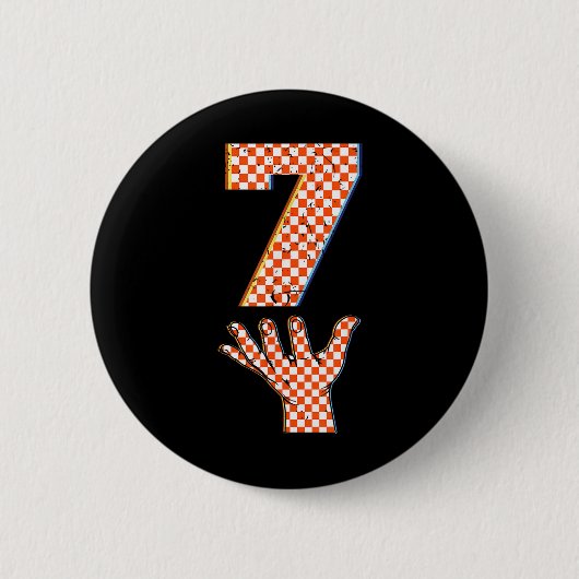 Nummer 7 passend 67 Meme Kariert Halloween Kostüm Button (Vorderseite)