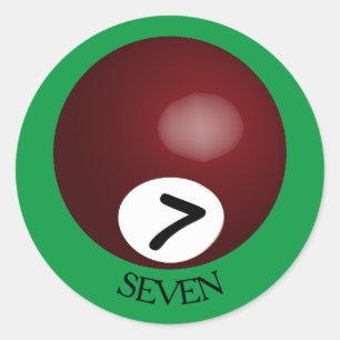 Nummer 7 Poolbillard-Sticker Runder Aufkleber