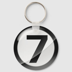 Nummer 7 schwarze Schlüsselkette Schlüsselanhänger