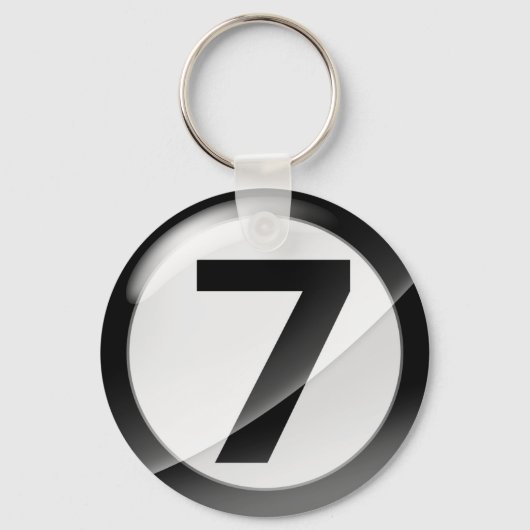 Nummer 7 schwarze Schlüsselkette Schlüsselanhänger (Vorderseite)