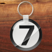 Nummer 7 schwarze Schlüsselkette Schlüsselanhänger (Vorderseite)