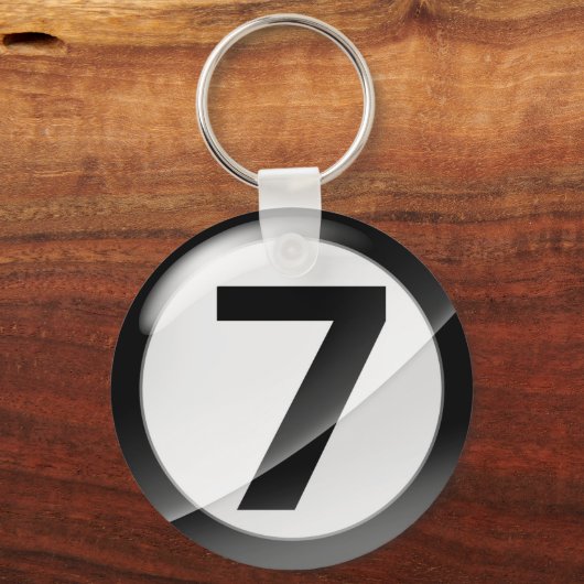Nummer 7 schwarze Schlüsselkette Schlüsselanhänger (Vorderseite)