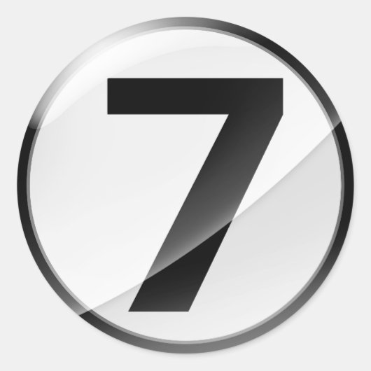 Nummer 7 Schwarzer Aufkleber (Vorderseite)