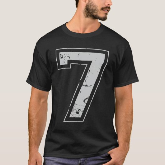 Nummer 7: Seven Gray Jersey Sports Athletic Player T-Shirt (Vorderseite)