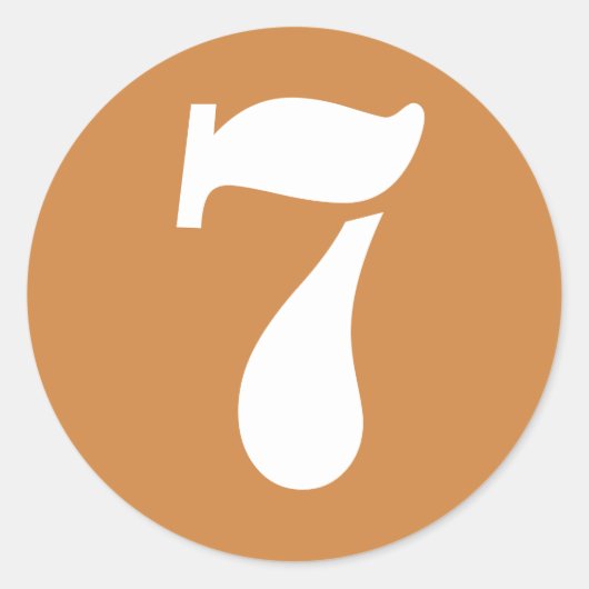 Nummer 7 Sieben Peru Gold Stencil Zahlen von Janz Runder Aufkleber (Vorderseite)