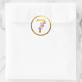 Nummer 7 Sieben Rosen, Rosen, Blüten und Elegantes Runder Aufkleber (Tasche)