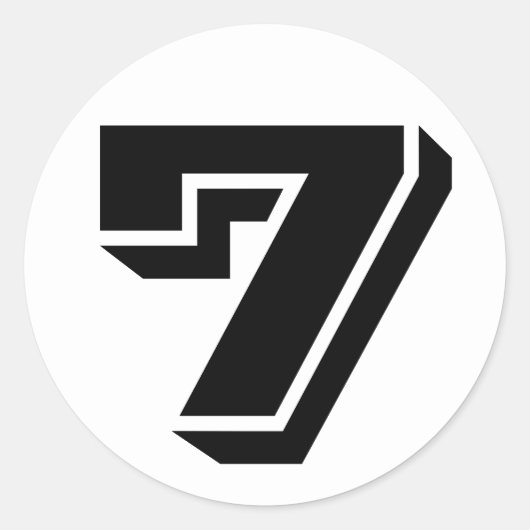 Nummer 7 Sieben Vineta-Nummern von Janz White Runder Aufkleber (Vorderseite)