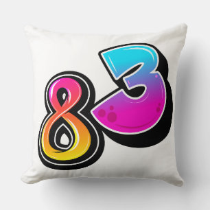 Nummer 83 Retro-Gradient-Blasentypografie-Vektor  Kissen