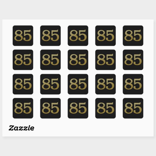 Nummer 85 Gold Square Sticker (Blatt)